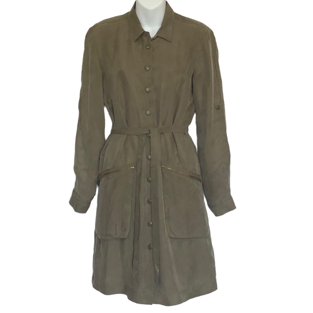 Fate Olive Green Utility Shirt Dress